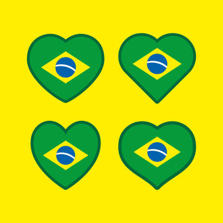 Brazil flag inside a heart, brazilian love symbol vector icon collectionのイラスト素材