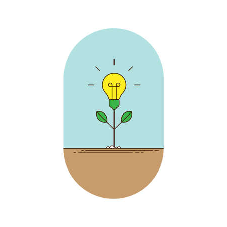 Illustration of plants with light bulbs, concept for growing ideas, creative work