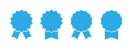 Rosete badge with ribbons, vector set, simple flat designのイラスト素材