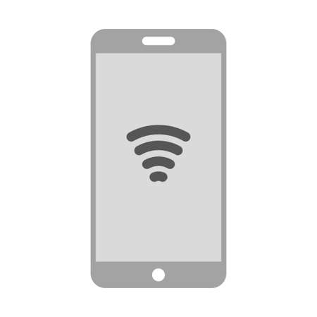 Smart phone with wifi icon signal on the screen, flat vector illustrationのイラスト素材