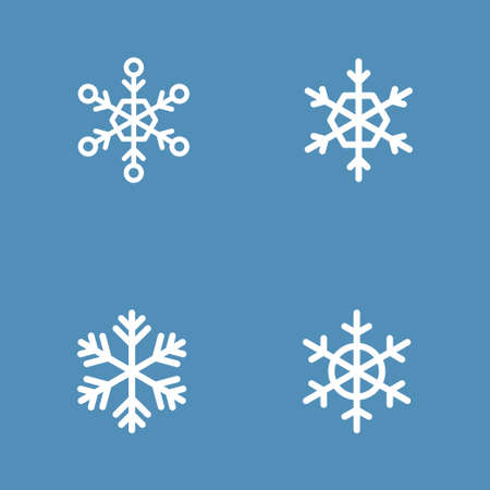 Snowflakes vector icons, snow in winter season symbol, christmas decoration geometric element collectionのイラスト素材