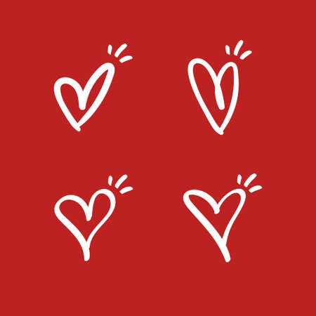 Hand drawn heart, love symbol, calligraphic illustration set