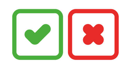Green check mark and red crossのイラスト素材
