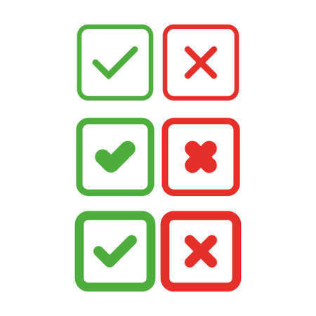 Green check mark and red crossのイラスト素材