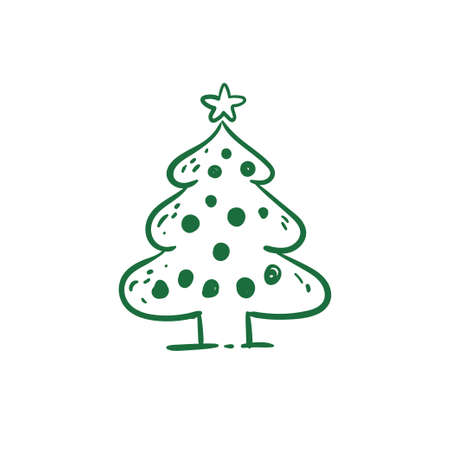 Hand drawing christmas tree, christmas decoration doodleのイラスト素材