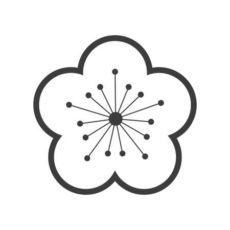 National flower of Taiwan, plum blossom, flat vector iconのイラスト素材