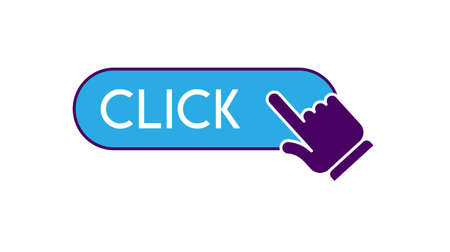 Click here button with hand iconのイラスト素材