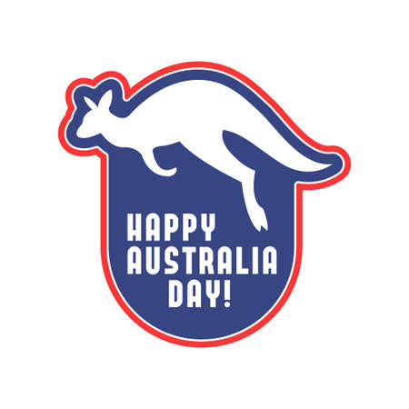 Happy Australia Day badge with kangarooのイラスト素材