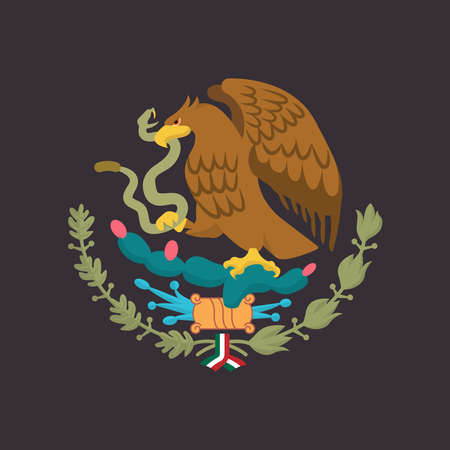 Mexican Coat of Arms simplified, national emblem. Eagle of Mexico.のイラスト素材