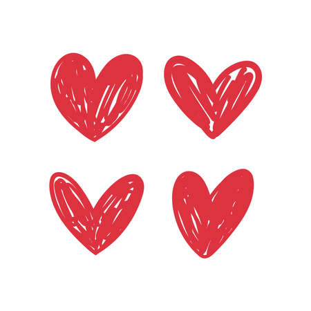 Doodle hearts, hand drawn love heart collection.のイラスト素材