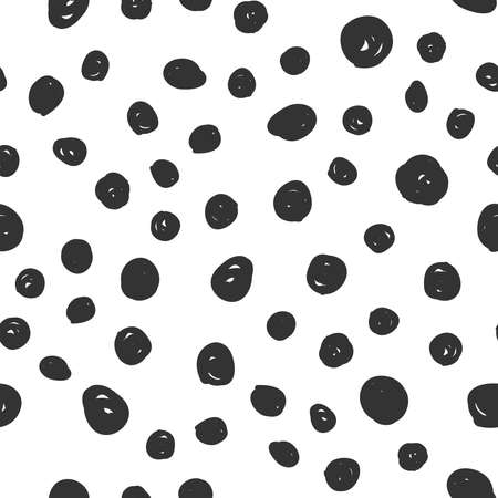 Dot doodles texture seamless pattern. Hand drawn circles.のイラスト素材