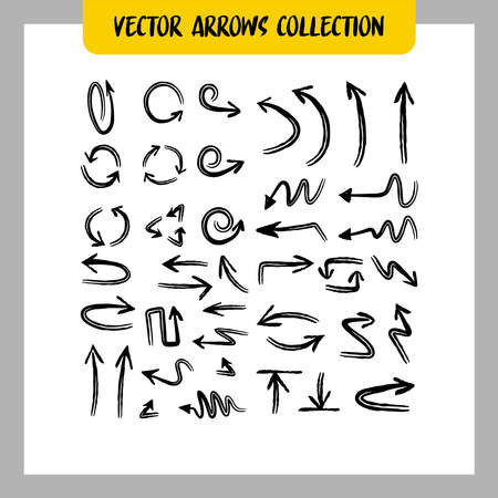 Doodle arrows vector collection. Hand drawn sketched arrow set.のイラスト素材