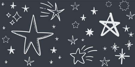 Stars doodle set. Hand drawn star sketch illustrations. Vector collection.のイラスト素材