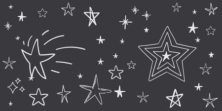 Stars doodle set. Hand drawn star sketch illustrations. Vector collection.のイラスト素材