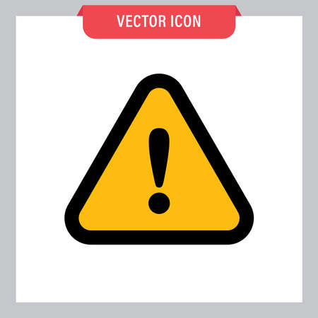 Attention icon, danger symbol vector. Triangle sign with exclamation mark.のイラスト素材