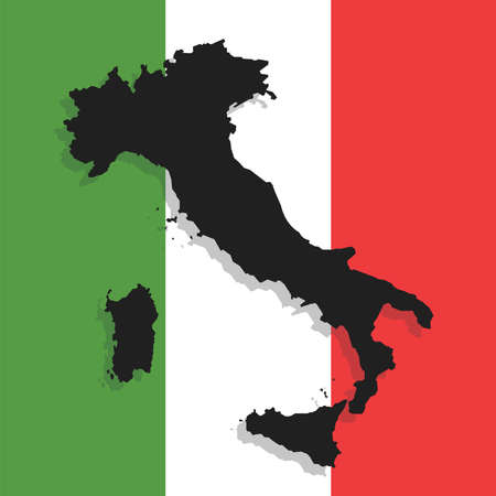 Italian country borders illustration with flag background.のイラスト素材