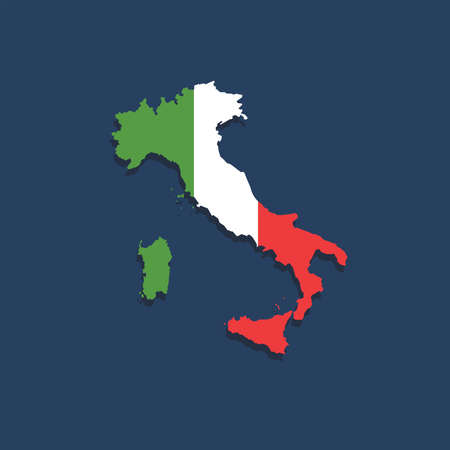 Italian map with the flag colors, national borders.のイラスト素材