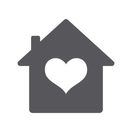 Stay at home. House icon with heart inside, symbol of care and love.のイラスト素材