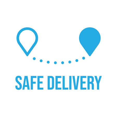Safe delivery icon, safety measures for shipping concept. Package shipment vector in quarantine times for coronavirus outbreak.のイラスト素材