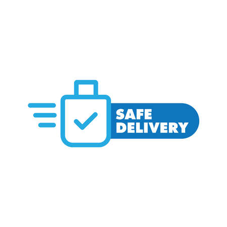 Safe delivery icon, safety measures for shipping concept. Package shipment  in quarantine timesのイラスト素材