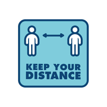 Keep distance information sign, infection spreading prevention. Coronavirus pandemic outbreak safety measures for social life. Vector icon design.のイラスト素材