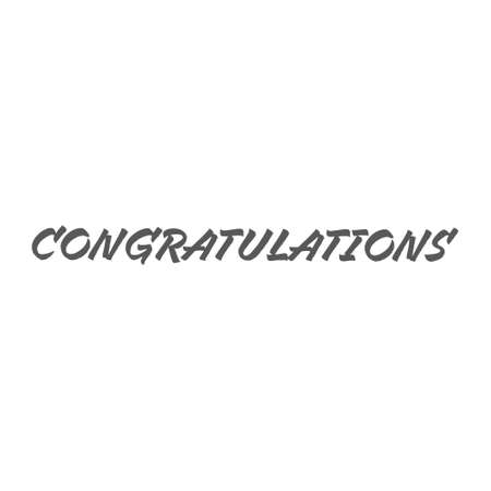 Congratulations text, hand drawn style lettering message.