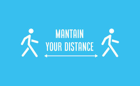 Keep distance sign. Coronavirus pandemic prevention. Preventive measures. Protect yourself. Stay distant. Vector illustration.のイラスト素材