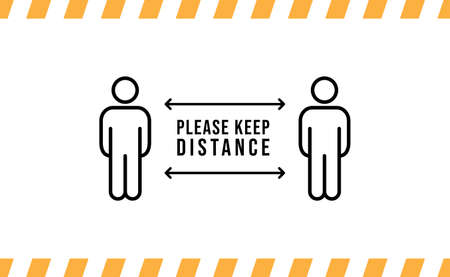 Keep distance sign. Please maintain social distancing. Coronavirus preventive measures to protect yourself. Vector illustration.のイラスト素材