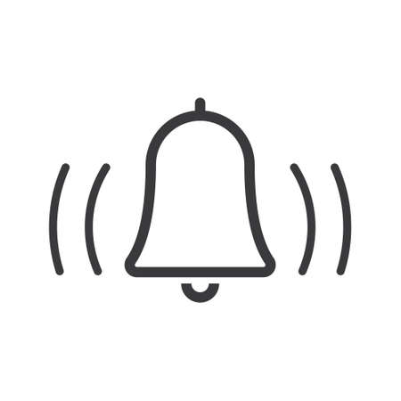 Bell icon, vector illustration alarm. New message symbol, user interface sign.