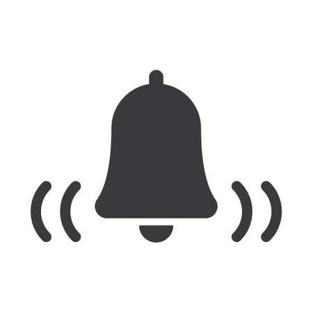Bell icon, vector illustration alarm. New message symbol, user interface sign.