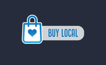 Buy local, support small business sticker. Popular Social Media design. Vector file.のイラスト素材