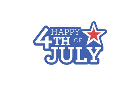 4th of July badge. United States of America patriot proud label stamp. Independence day of USA sticker.のイラスト素材