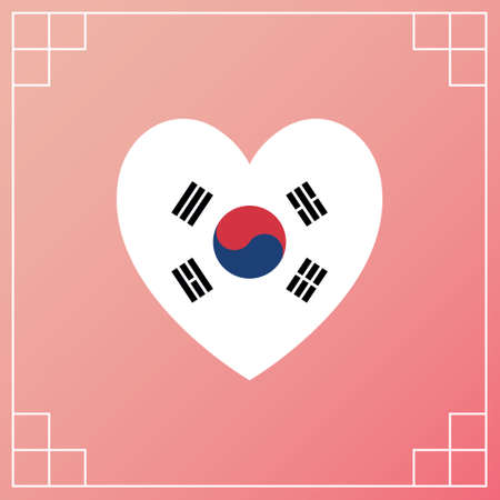 Republic of Korea country heart flag. South Korean national symbol.のイラスト素材