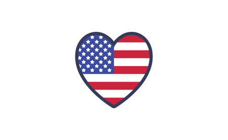 USA flag in a shape of heart. Patriotic national symbol of United States of America. Independence day graphic design element. Simple flat vector illustration.のイラスト素材