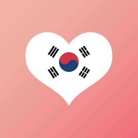 Republic of Korea country heart flag. South Korean national symbol.のイラスト素材