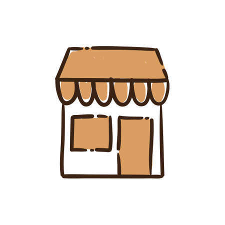 Coffee shop store doodle vector icon. Cafeteria symbol. Hand drawn illustration.のイラスト素材
