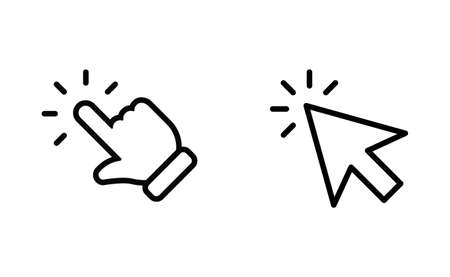 Hand and arrow clicking pointers. Click icons.のイラスト素材