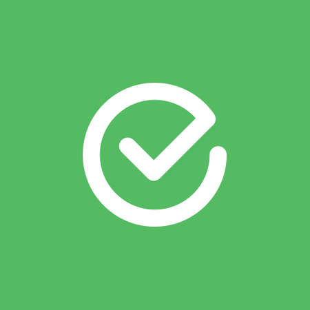 Tick icon vector symbol. Check mark isolated on white background, checked icon or correct choice sign. Checkbox pictogram.のイラスト素材