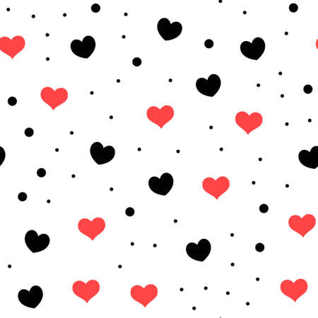 Hearts and dots seamless pattern. Loop texture background. Valentine's day love theme design.のイラスト素材