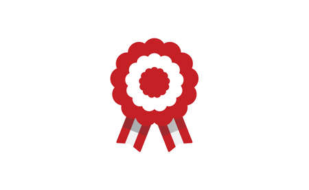 Peruvian cockade vector illustration. National symbol with Peru flag colors. Red and white rosette ribbon.のイラスト素材