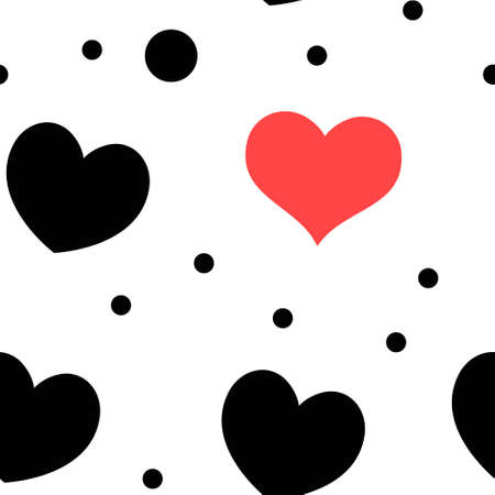 Hearts and dots seamless pattern. Loop texture background. Valentine's day love theme design.のイラスト素材