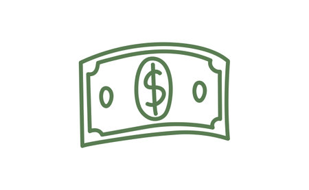 Hand drawn dollar bill illustration. Money symbol, cash doodle.のイラスト素材