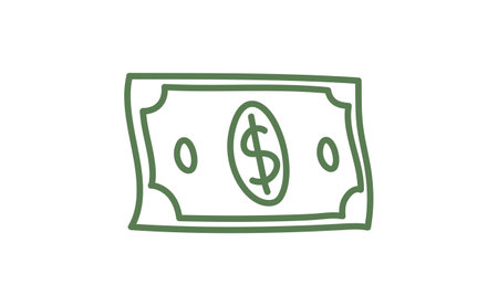 Hand drawn dollar bill illustration. Money symbol, cash doodle.のイラスト素材