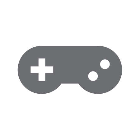 Joystick videogame controller. Gamer controlling device vector icon.