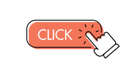 Click here button with hand pointer clickingのイラスト素材