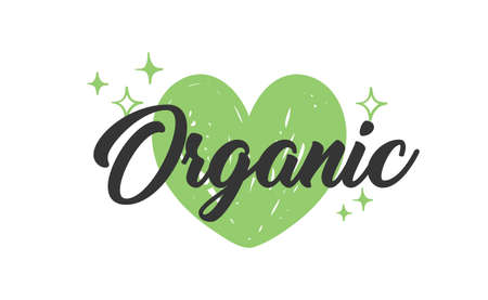 Organic lettering. Hand drawn word organic. template for organic products, healthy food markets.のイラスト素材