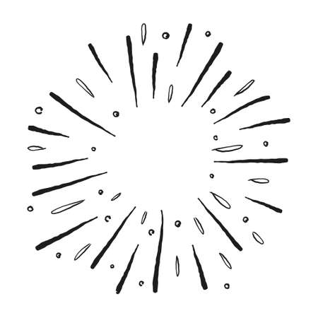 Star burst or sunburst doodle illustration. Hand drawn firework design element. Vector illustration.のイラスト素材