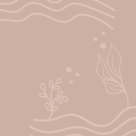 Trendy modern organic background with copy space text. Aesthetic nature design with abstract shapes and leaves. Editable vector template.のイラスト素材
