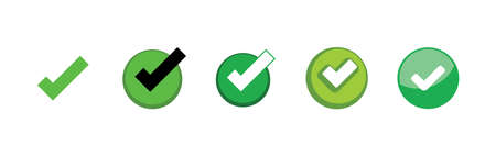 Check marks icons. Green checklist tick symbol. Approved and positive symbol.のイラスト素材