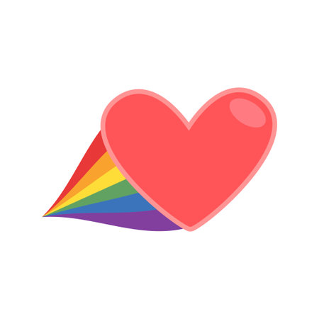 Heart icon with rainbow flag tail. Lgbt support and love design. Lesbian, Gay, Bisexual, Transgender representation symbol.のイラスト素材
